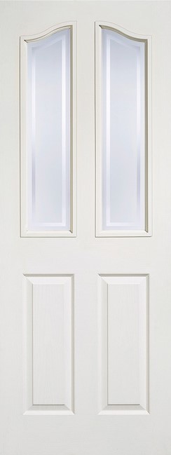 Internal White Primed Mayfair (OBSCURE GLASS CLEAR LINES) Woodgrain Door